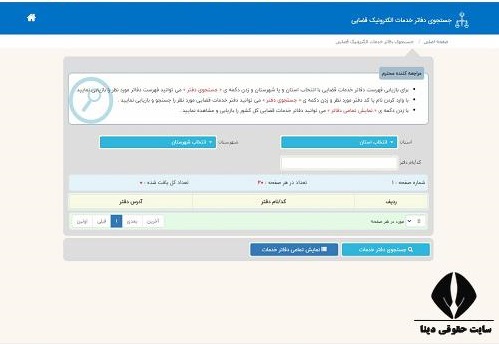 لیست دفاتر خدمات قضایی با آدرس